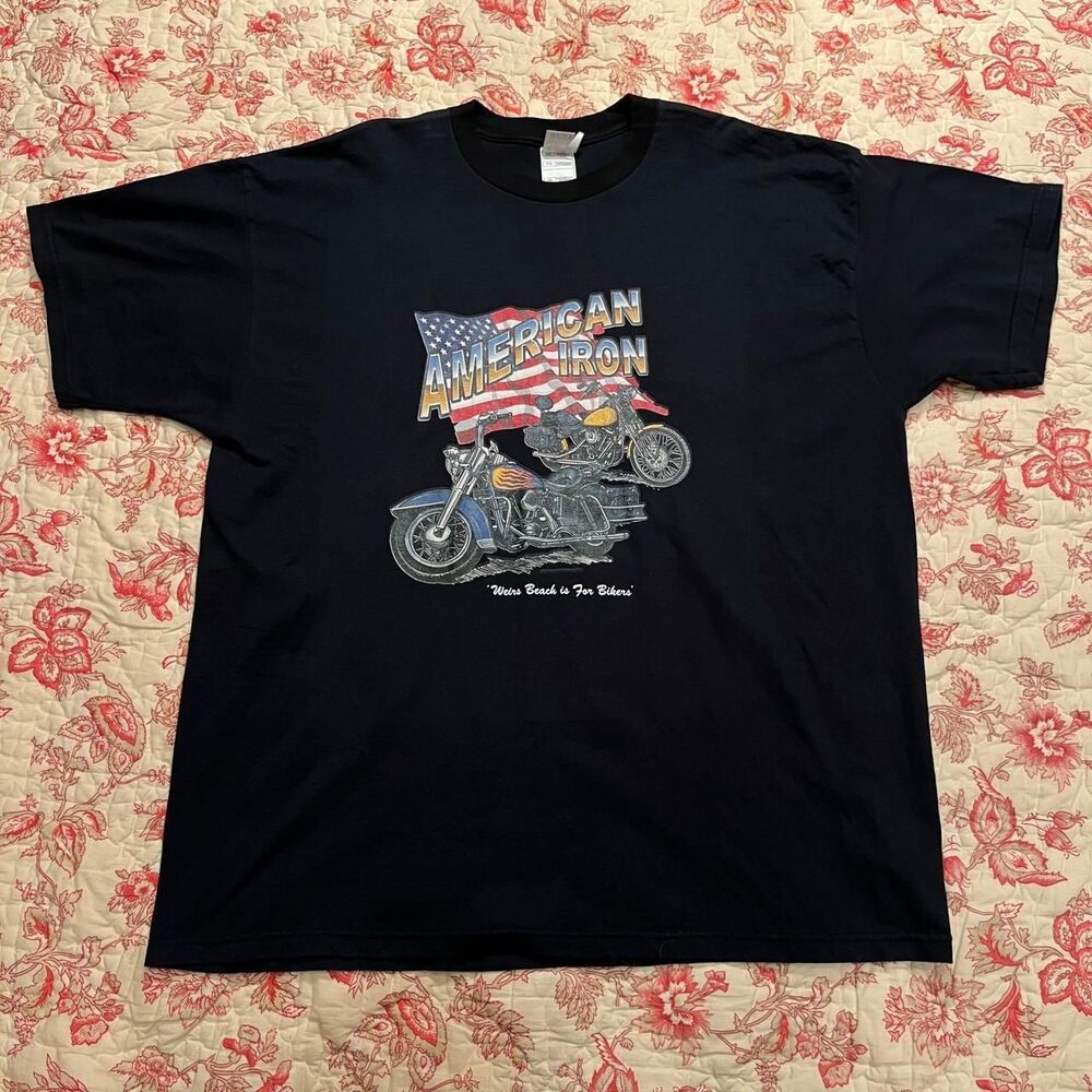 Harley-davidson Men's Black and Navy T-shirt